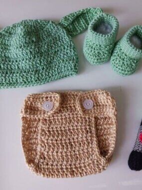 Crochet Baby Boy Star Wars Yoda Inspired Outfit Photo Prop